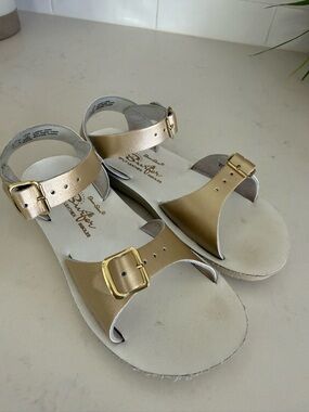 Salt Water Sandals by Hoy Gold Kids Leather Strap Sandals